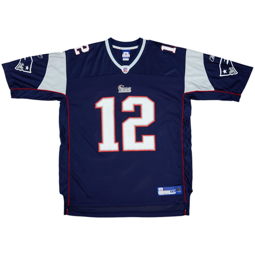 2005-06 New England Patriots Brady #12 Reebok On Field Home Jersey - 9/10 - (XXL)