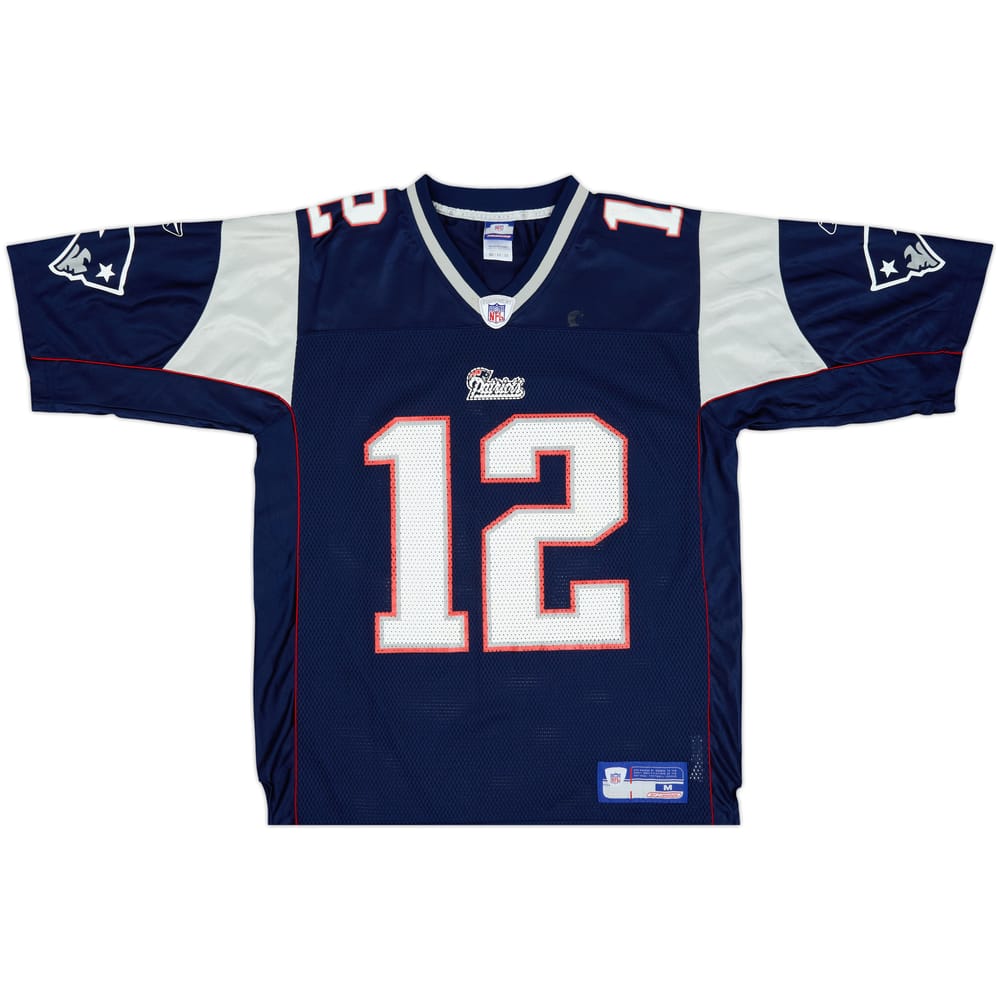 2002-04 New England Patriots Brady #12 Reebok On Field Home Jersey - 7/10 - (M)