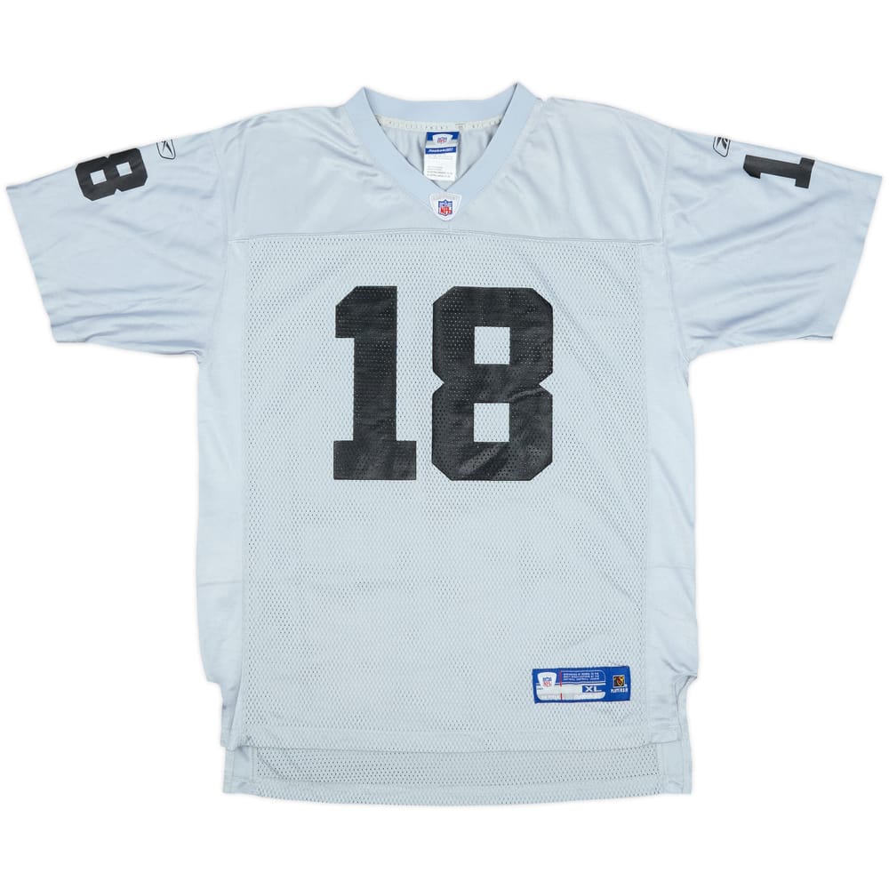 2005-06 Oakland Raiders Moss #18 Reebok On Field Alternate Jersey - 5/10 - (XL.Boys)