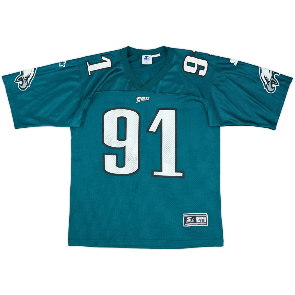 1996-97 Philadelphia Eagles Harmon #91 Starter Home Jersey - 8/10 - (L)