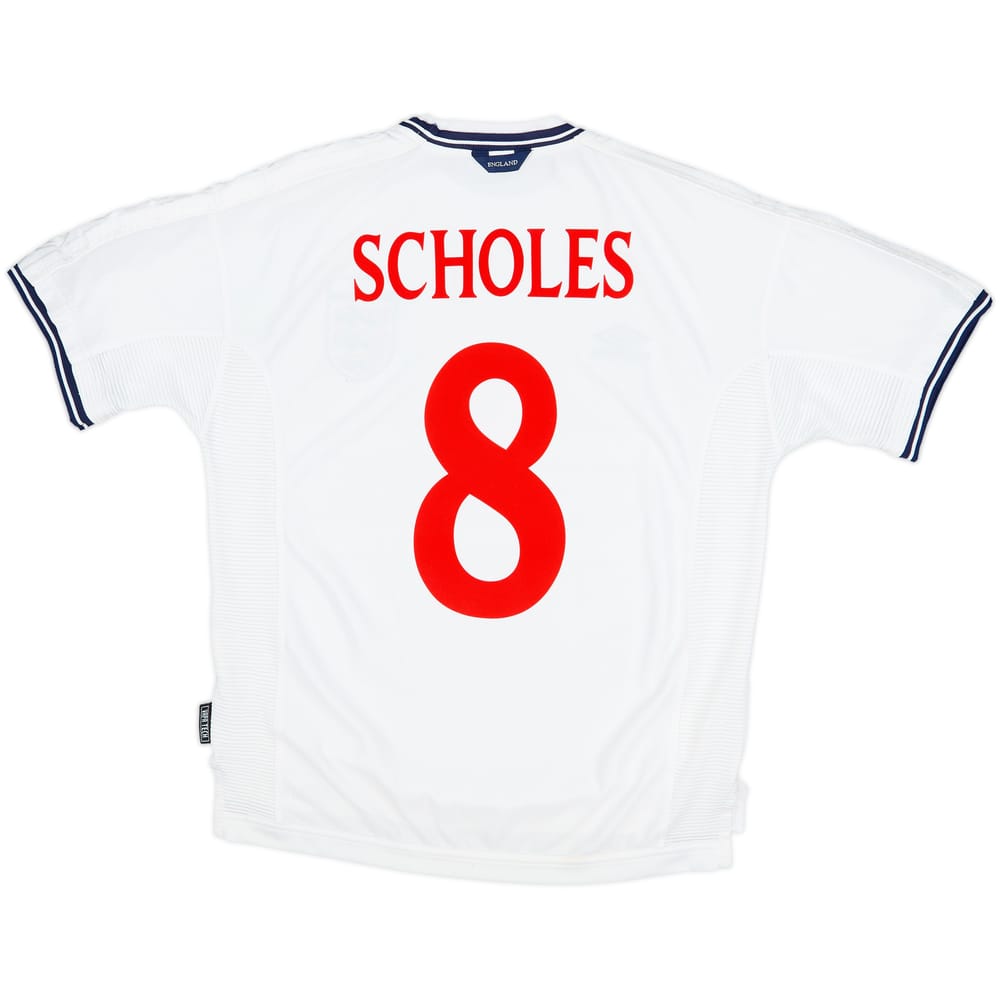 1999-01 England Home Shirt Scholes #8 - 9/10 - (M)