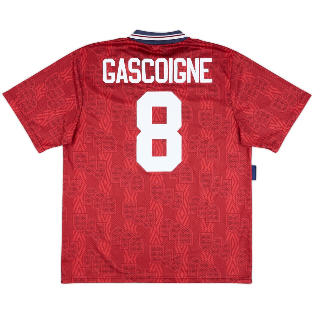 1993-95 England Away Shirt Gascoigne #8 - 9/10 - (XL)