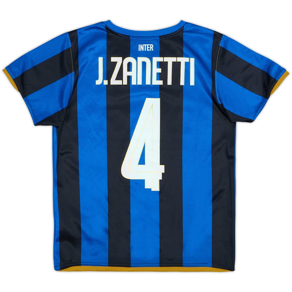 2008-09 Inter Milan Home Shirt Zanetti #4 - 9/10 - (6-7 Years)