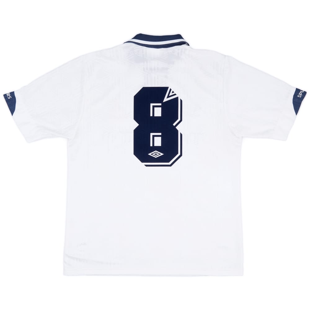 1991-93 Tottenham Home Shirt #8 (Gascoigne) - 8/10 - (L)