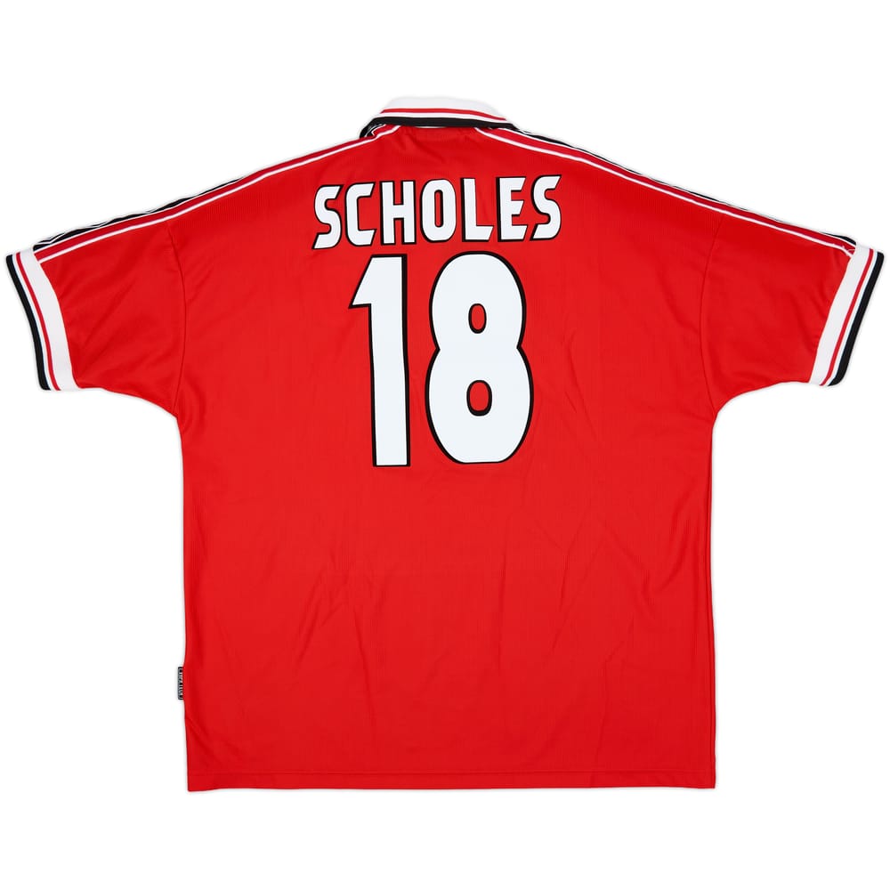 1998-00 Manchester United Home Shirt Scholes #18 - 9/10 - (XXL)