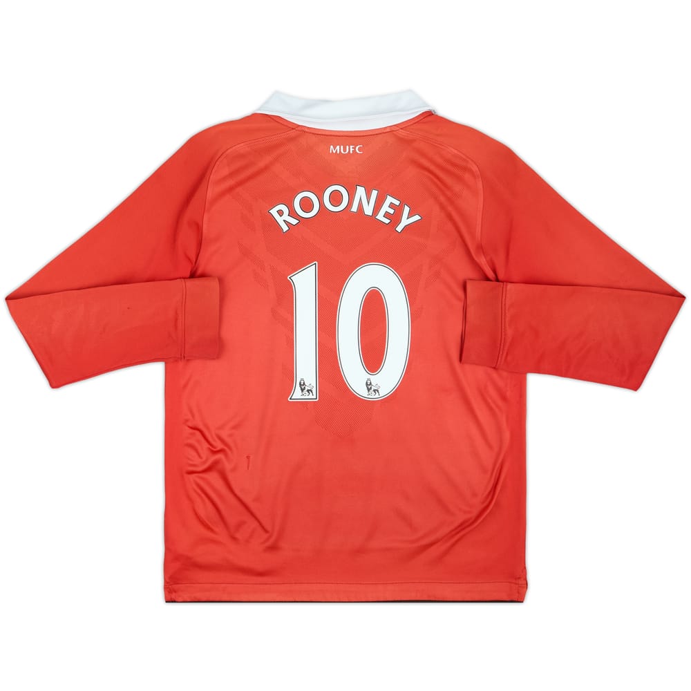 2010-11 Manchester United Home L/S Shirt Rooney #10 - 5/10 - (M.Boys)