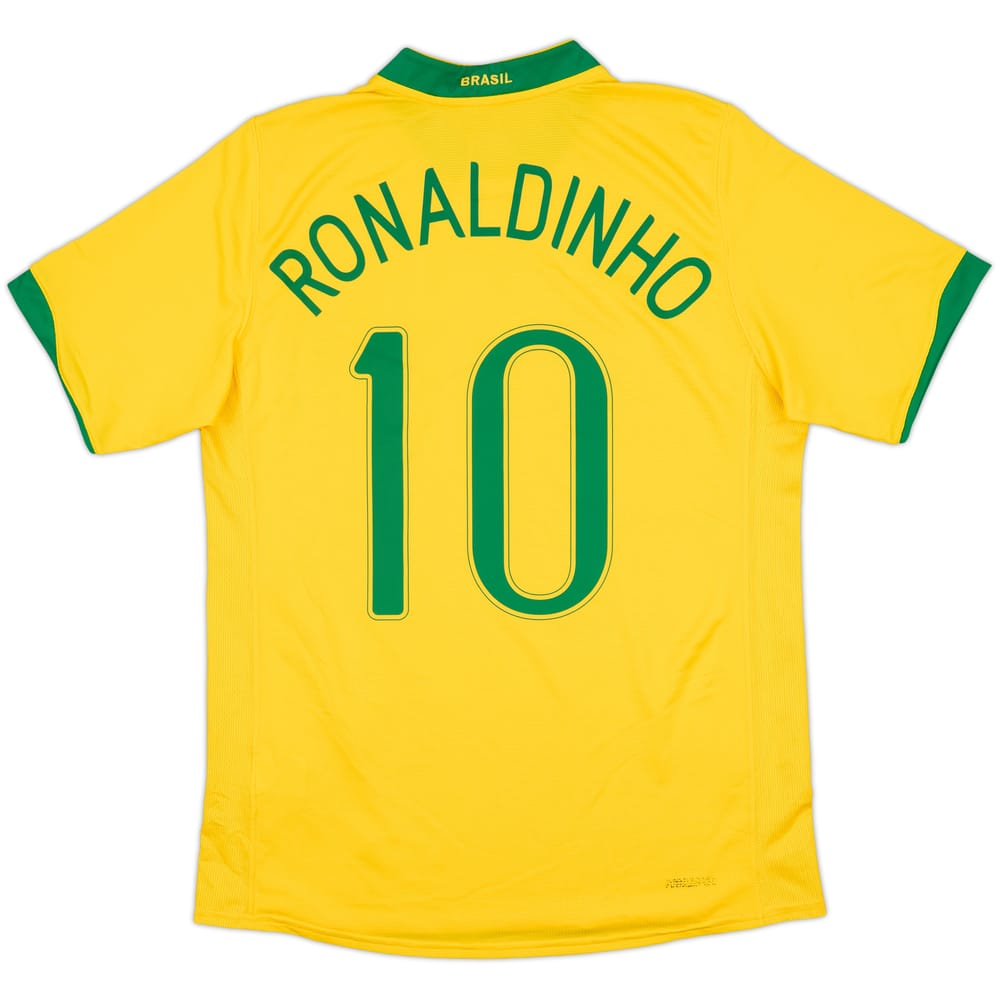 2006-08 Brazil Home Shirt Ronaldinho #10 - 8/10 - (M)