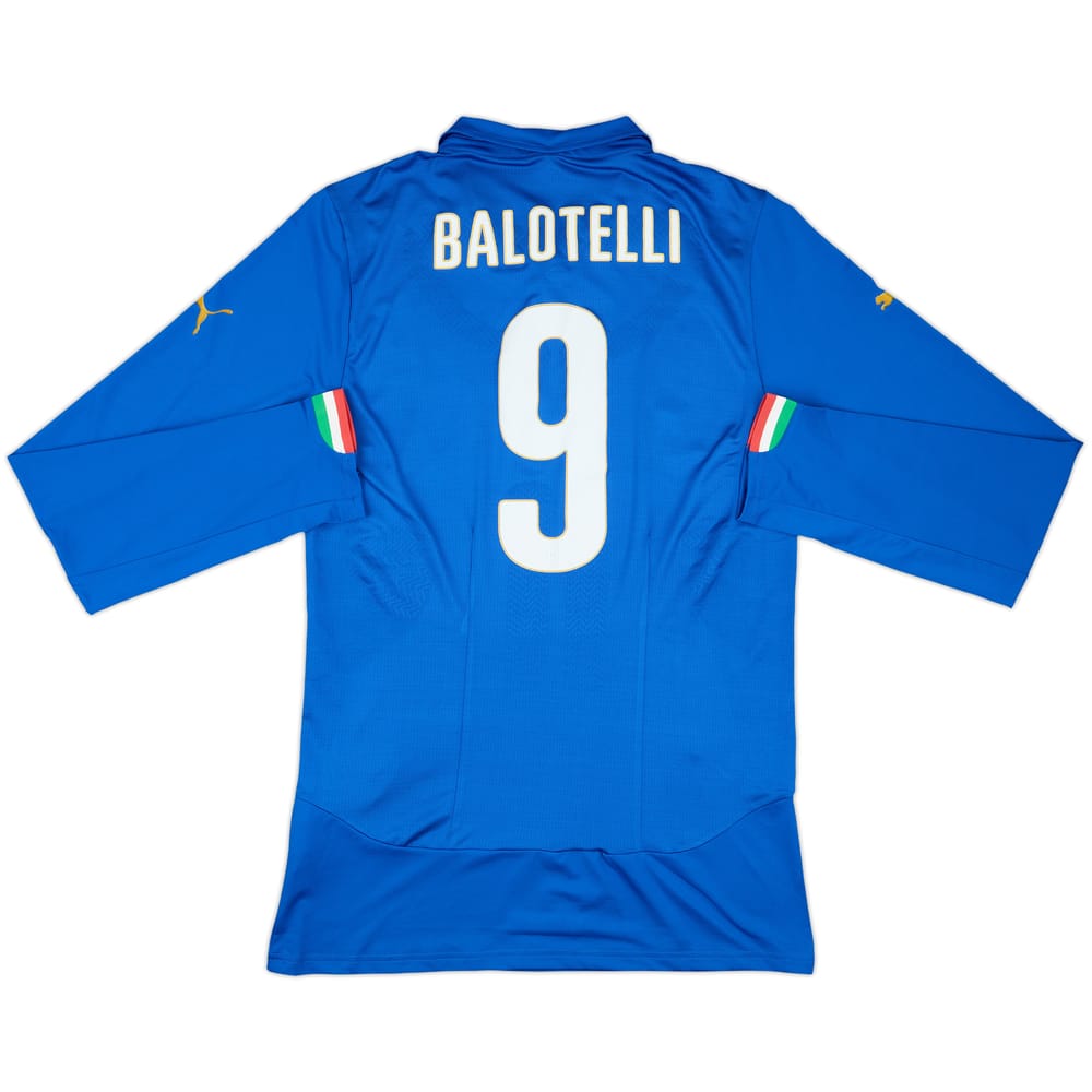 2014-15 Italy Player Issue Home L/S Shirt Balotelli #9 - 5/10 - (3XL)