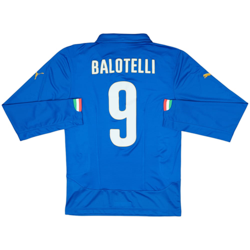 2014-15 Italy Authentic Home L/S Shirt Balotelli #9 (M)