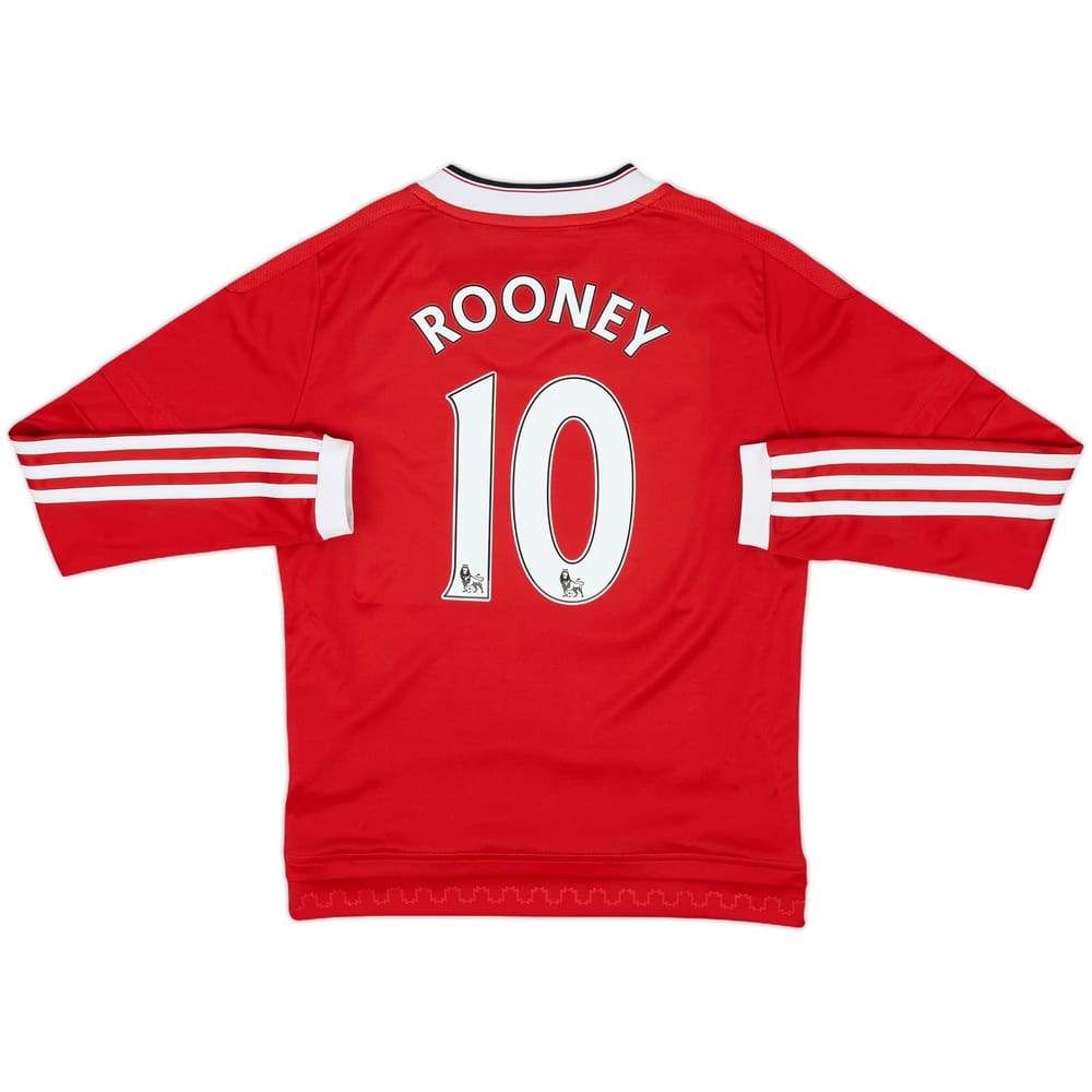 2015-16 Manchester United Home L/S Shirt Rooney #10 - 8/10 - (S.Boys)