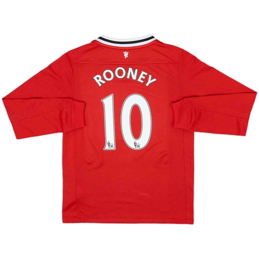 2011-12 Manchester United Home L/S Shirt Rooney #10 - 9/10 - (S.Boys)