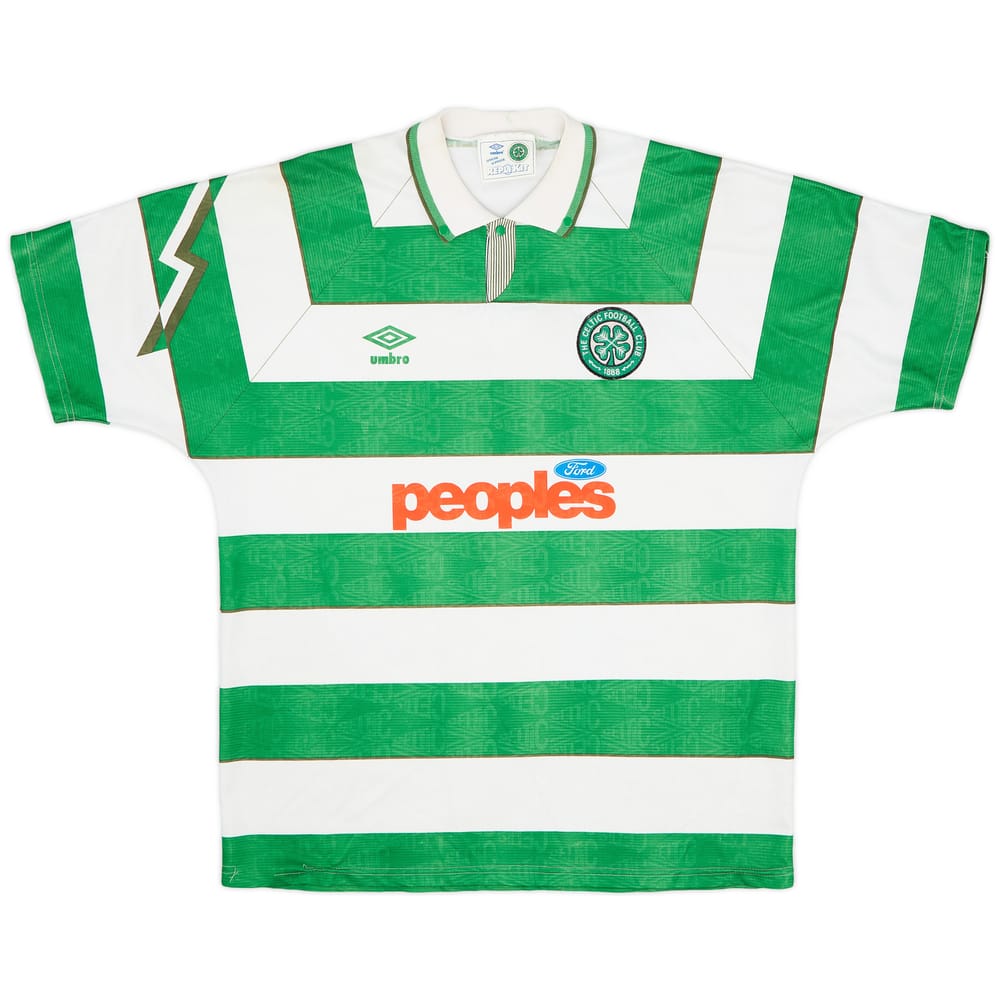 1991-92 Celtic Home Shirt - 8/10 - (XL)