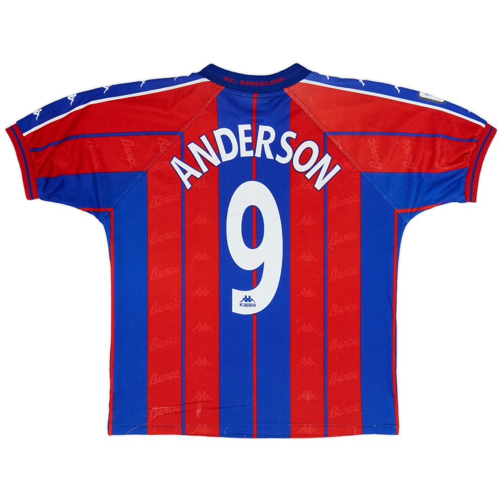 1997-98 Barcelona Home Shirt Anderson #9 - 8/10 - (M)