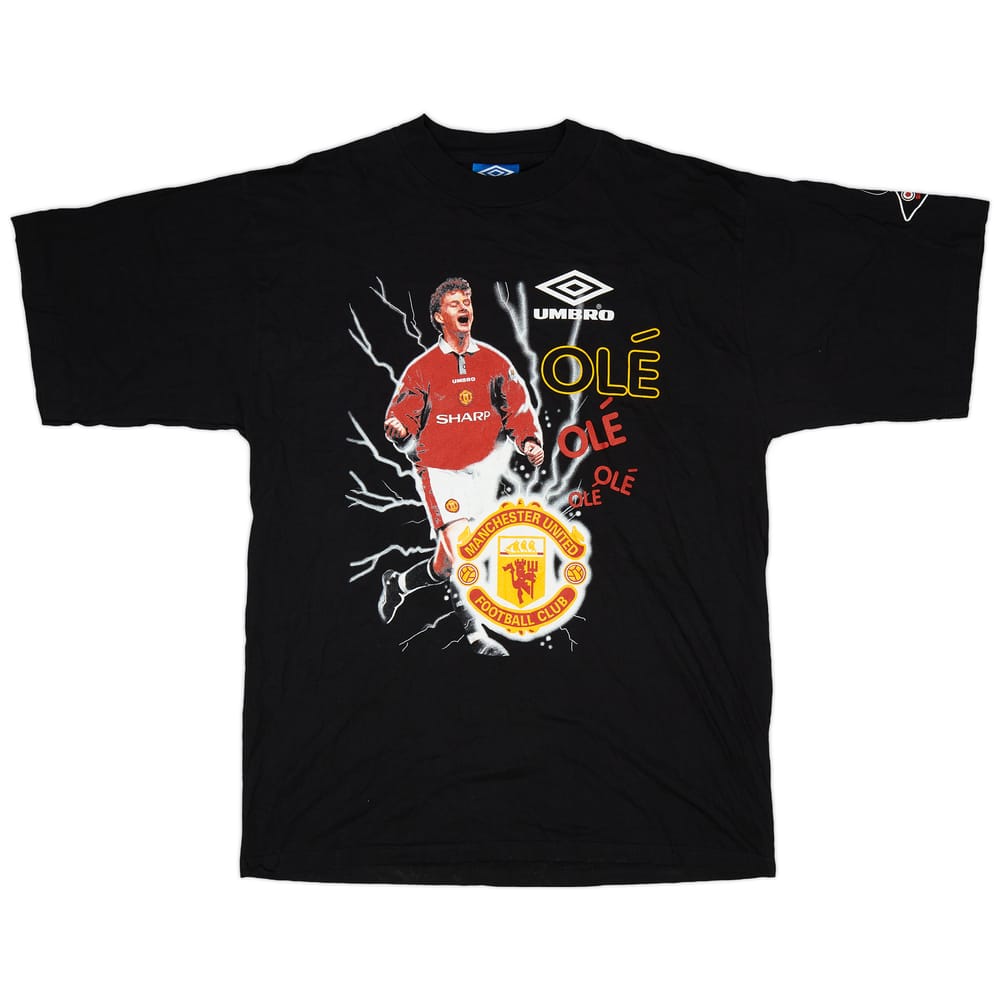 1996-98 Manchester United Umbro 'Ole Gunnar Solskjaer' Graphic Tee - 9/10 - (XL)