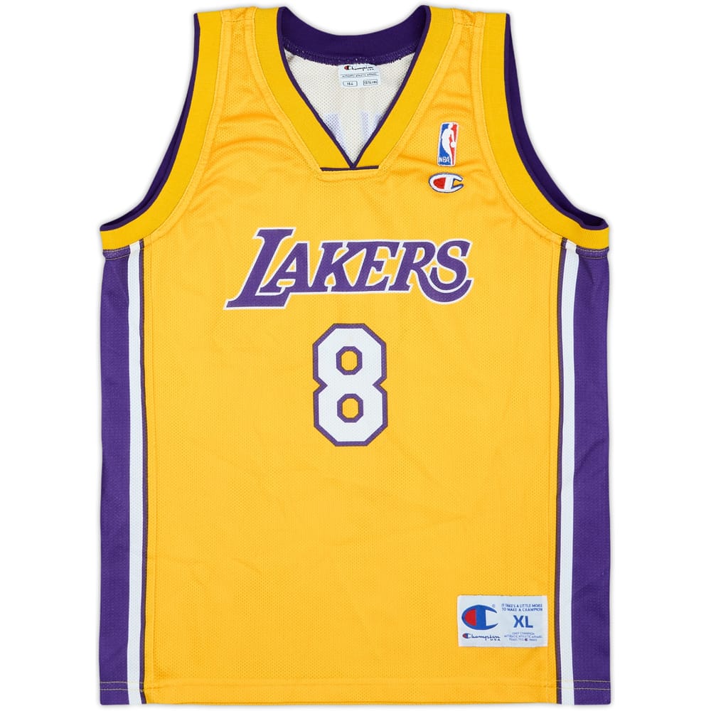 1999-06 LA Lakers Bryant #8 Champion Home Jersey - 9/10 - (XL.Boys)