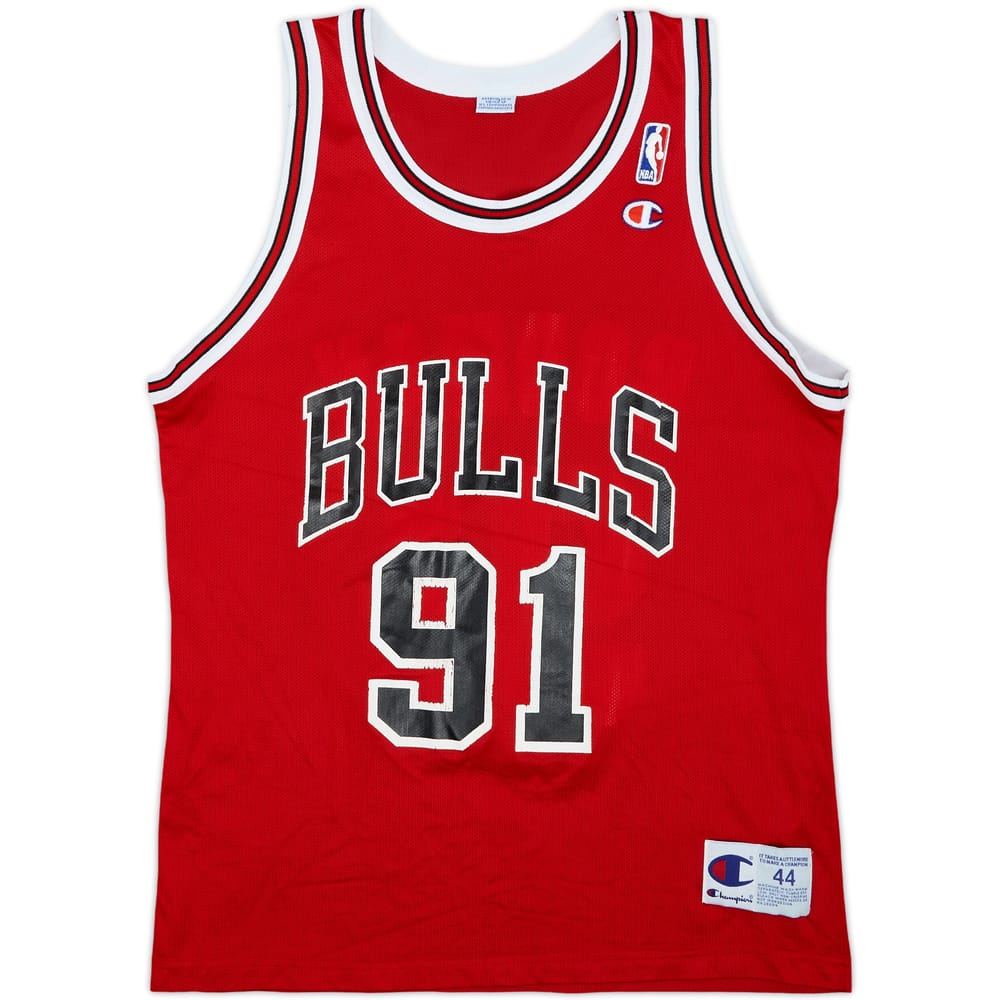 1995-98 Chicago Bulls Rodman #91 Champion Away Jersey - 8/10 - (L)