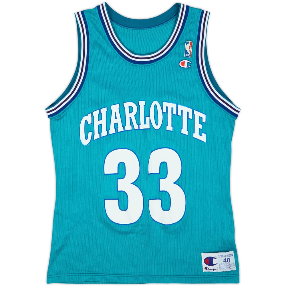 1992-95 Charlotte Hornets Mourning #33 Champion Away Jersey - 7/10 - (M)