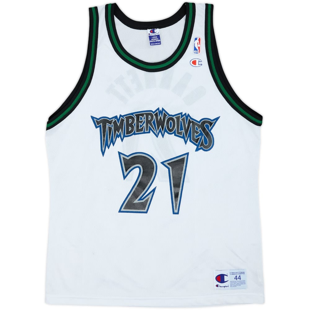 1996-02 Minnesota Timberwolves Garnett #21 Champion Away Jersey - 7/10 - (L)