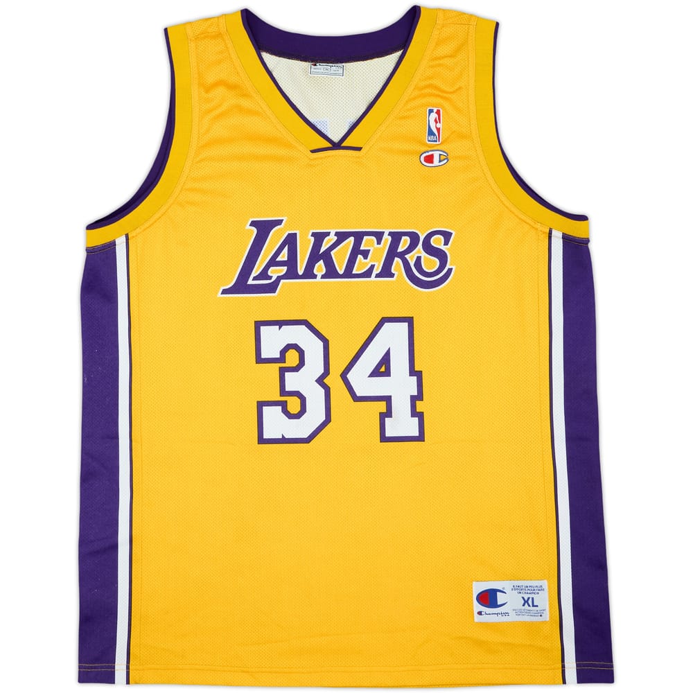 1999-04 LA Lakers O'Neal #34 Champion Home Jersey - 9/10 - (XL)