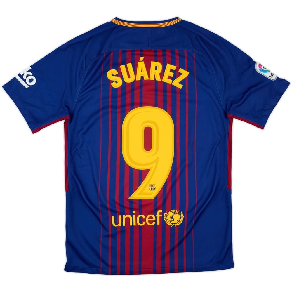 2017-18 Barcelona Home Shirt Suarez #9 - 8/10 - (S)