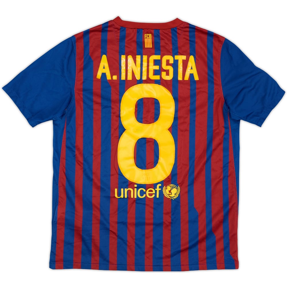 2011-12 Barcelona Home Shirt A. Iniesta #8 - 5/10 - (L.Boys)