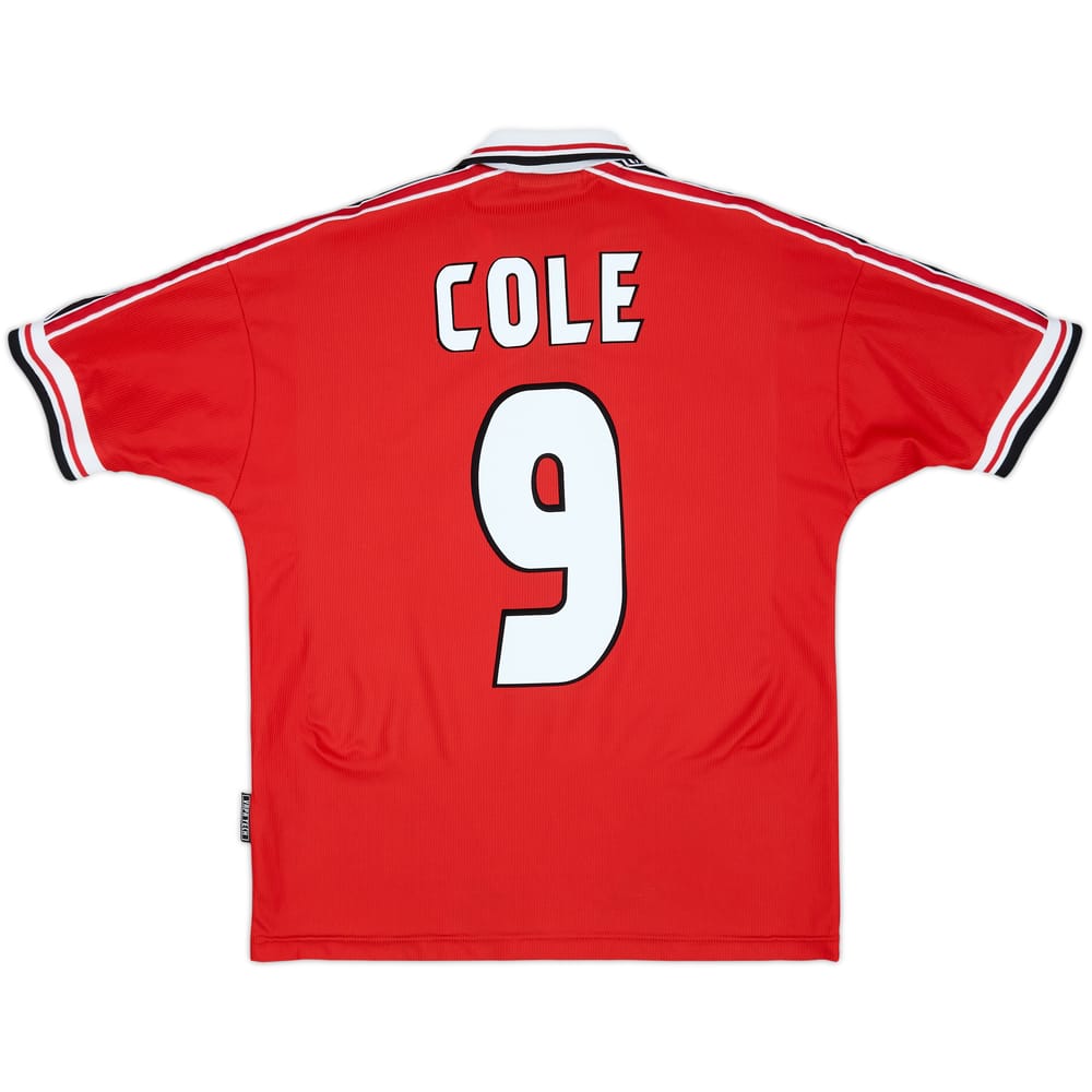 1998-00 Manchester United Home Shirt Cole #9 - 7/10 - (Y)