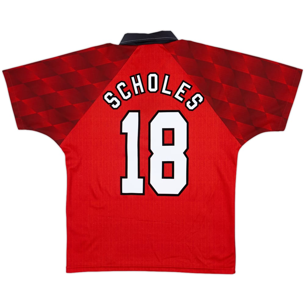 1996-98 Manchester United Home Shirt Scholes #18 - 8/10 - (M)