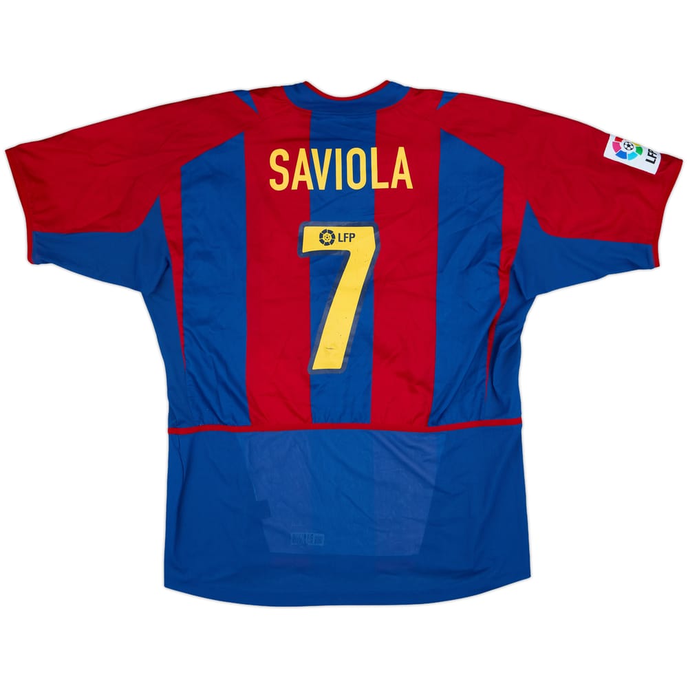 2002-03 Barcelona Player Issue Home Shirt Saviola #7 - 8/10 - (XL)