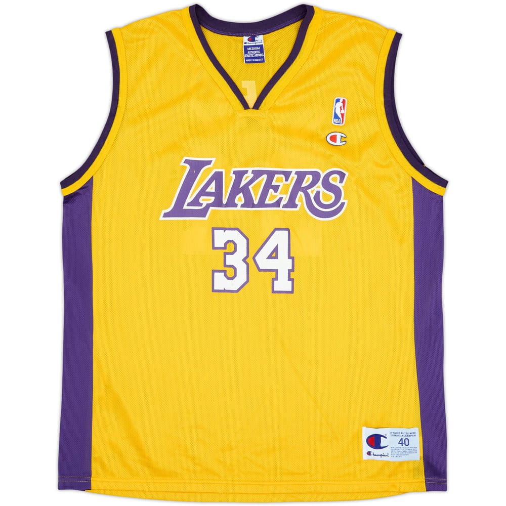 1999-02 LA Lakers O'Neal #34 Champion Home Jersey - 8/10 - (M)