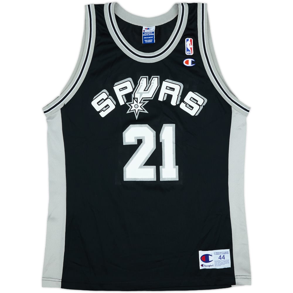 1997-01 San Antonio Spurs Duncan #21 Champion Away Jersey - 6/10 - (L)