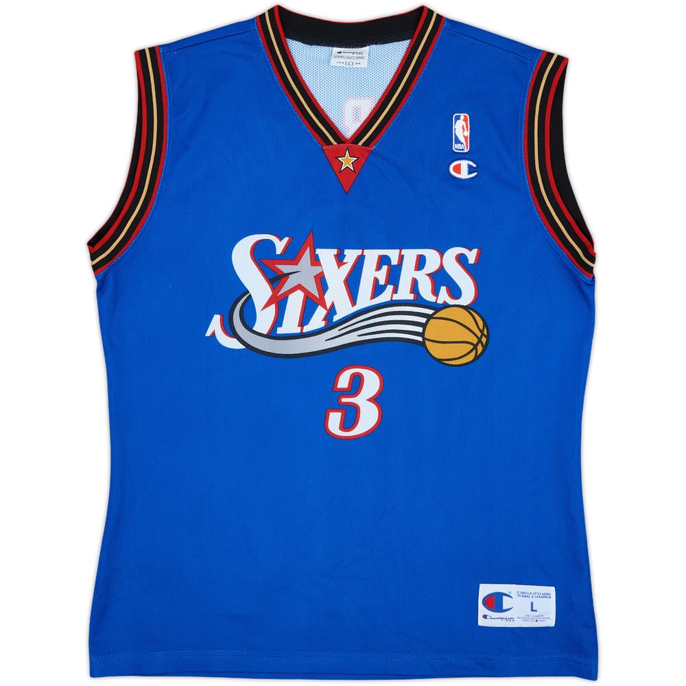 1999-00 Philadelphia 76ers Iverson #3 Champion Alternate Jersey - 9/10 - (L)