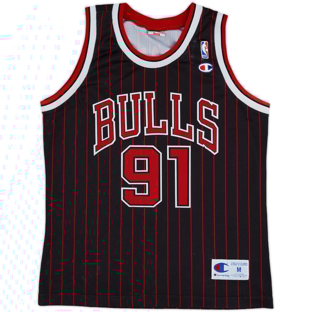1995-97 Chicago Bulls Rodman #91 Champion Alternate Jersey - 7/10 - (M)