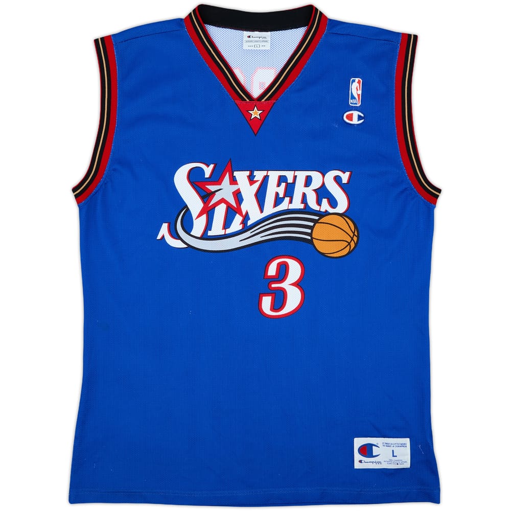 1999-00 Philadelphia 76ers Iverson #3 Champion Alternate Jersey - 9/10 - (L)