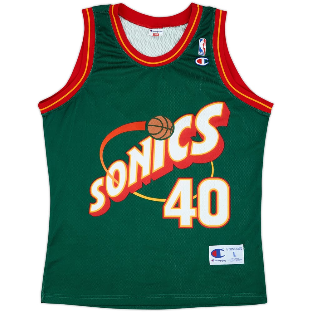 1995-97 Seattle Supersonics Kemp #40 Champion Away Jersey - 9/10 - (L)