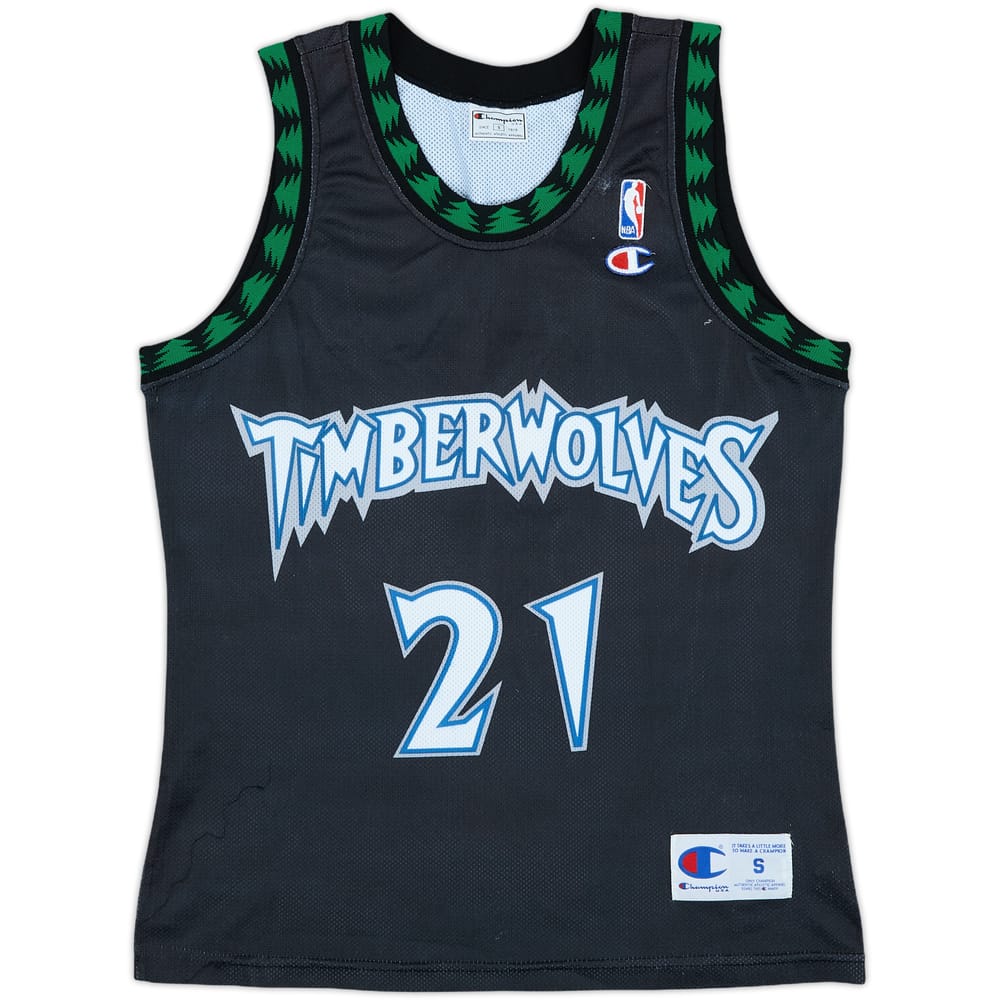 1997-07 Minnesota Timberwolves Garnett #21 Champion Alternate Jersey - 7/10 - (S)