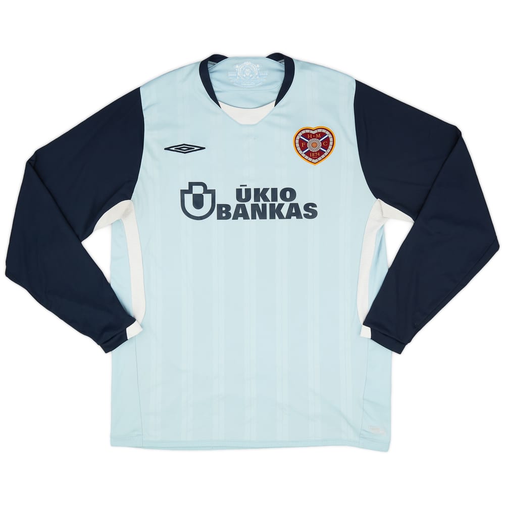2009-10 Hearts Away L/S Shirt - 8/10 - (L)