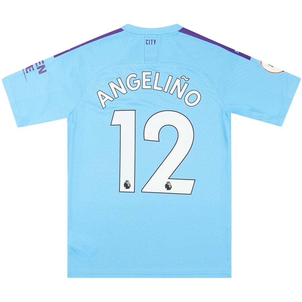 2019-20 Manchester City Match Issue Home Shirt Angelino #12