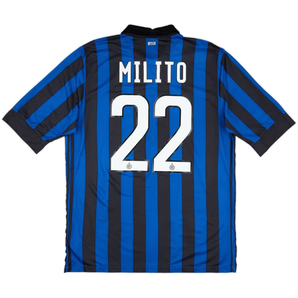 2011-12 Inter Milan Home Shirt Milito #22 - 10/10 - (L)