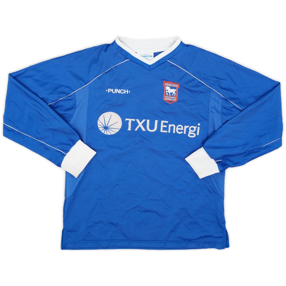 2001-02 Ipswich Home L/S Shirt - 7/10 - (Y)