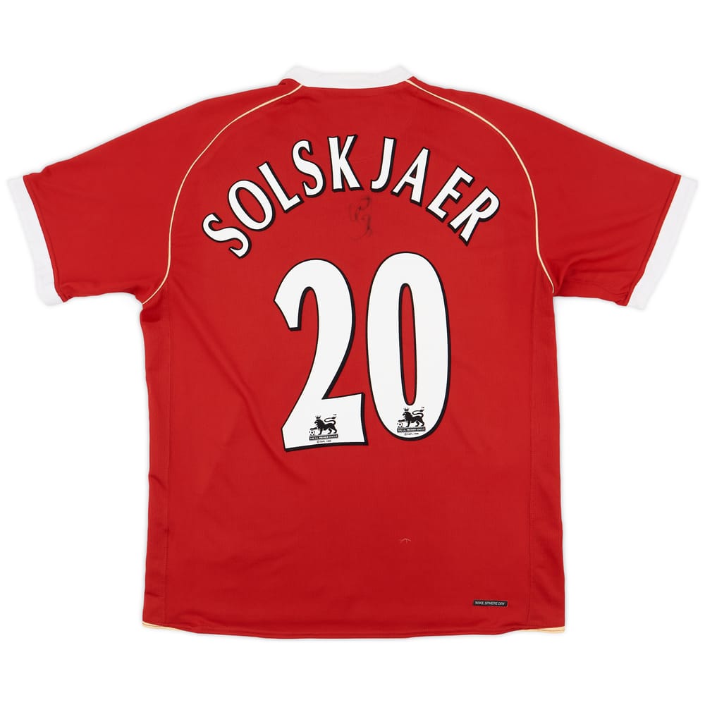 2006-07 Manchester United Signed Home Shirt Solskjaer #20 - 8/10 - (L)
