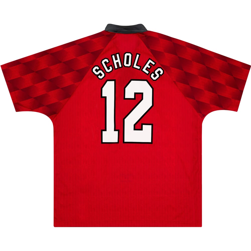 1996-98 Manchester United Home Shirt Scholes #12 - 9/10 - XL