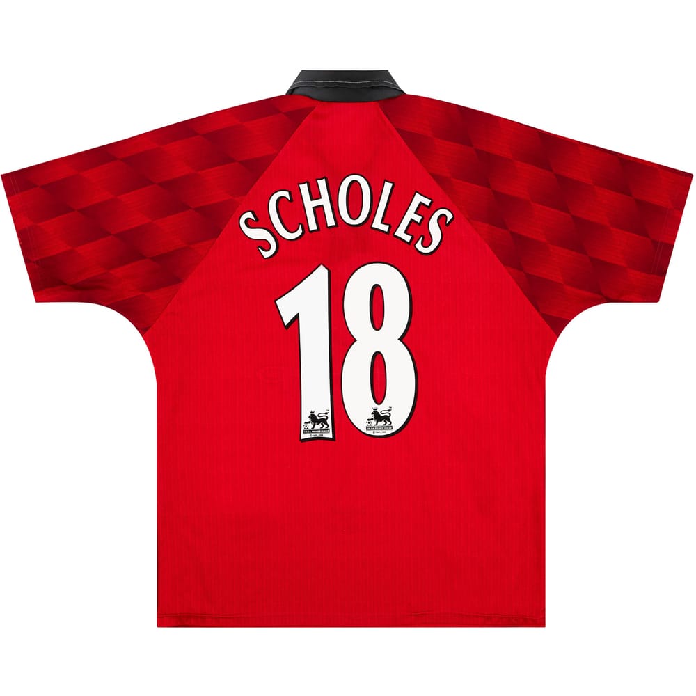 1996-98 Manchester United Home Shirt Scholes #18 - 9/10 - XL