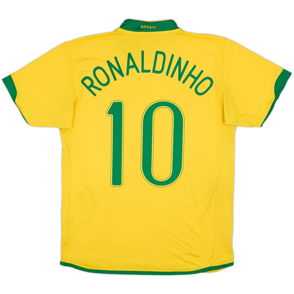 2006-08 Brazil Home Shirt Ronaldinho #10 - 7/10 - (M)