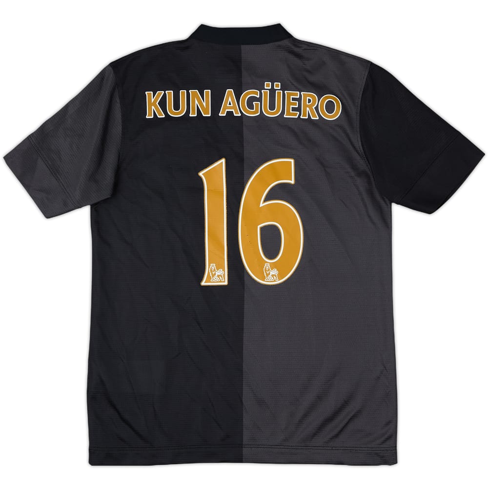 2013-14 Manchester City Away Shirt Kun Aguero #10 - 8/10 - (S.Boys)