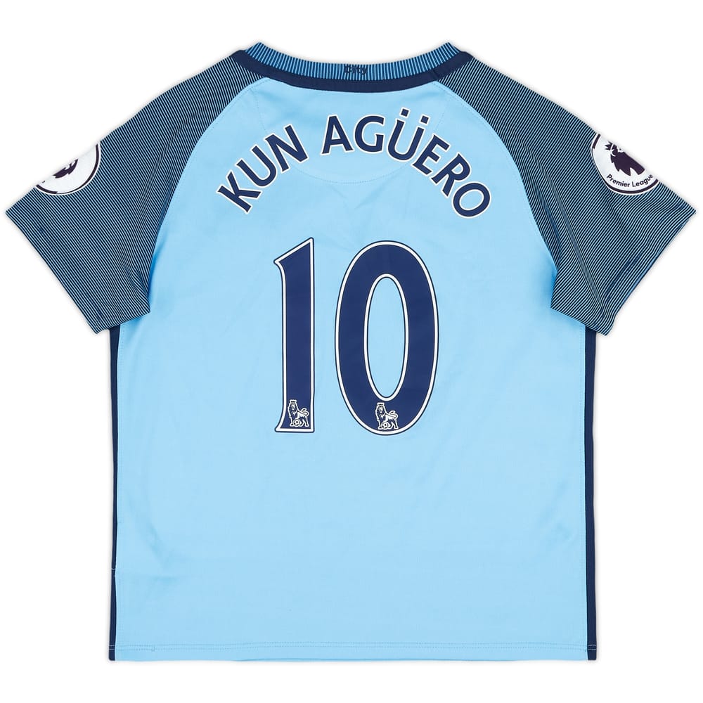 2016-17 Manchester City Home Shirt Kun Aguero #10 - 9/10 - (S.Boys)