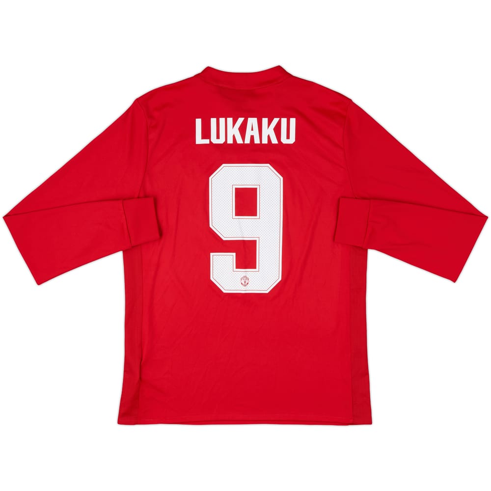 2017-18 Manchester United Home L/S Shirt Lukaku #9 - 7/10 - (XL.Boys)