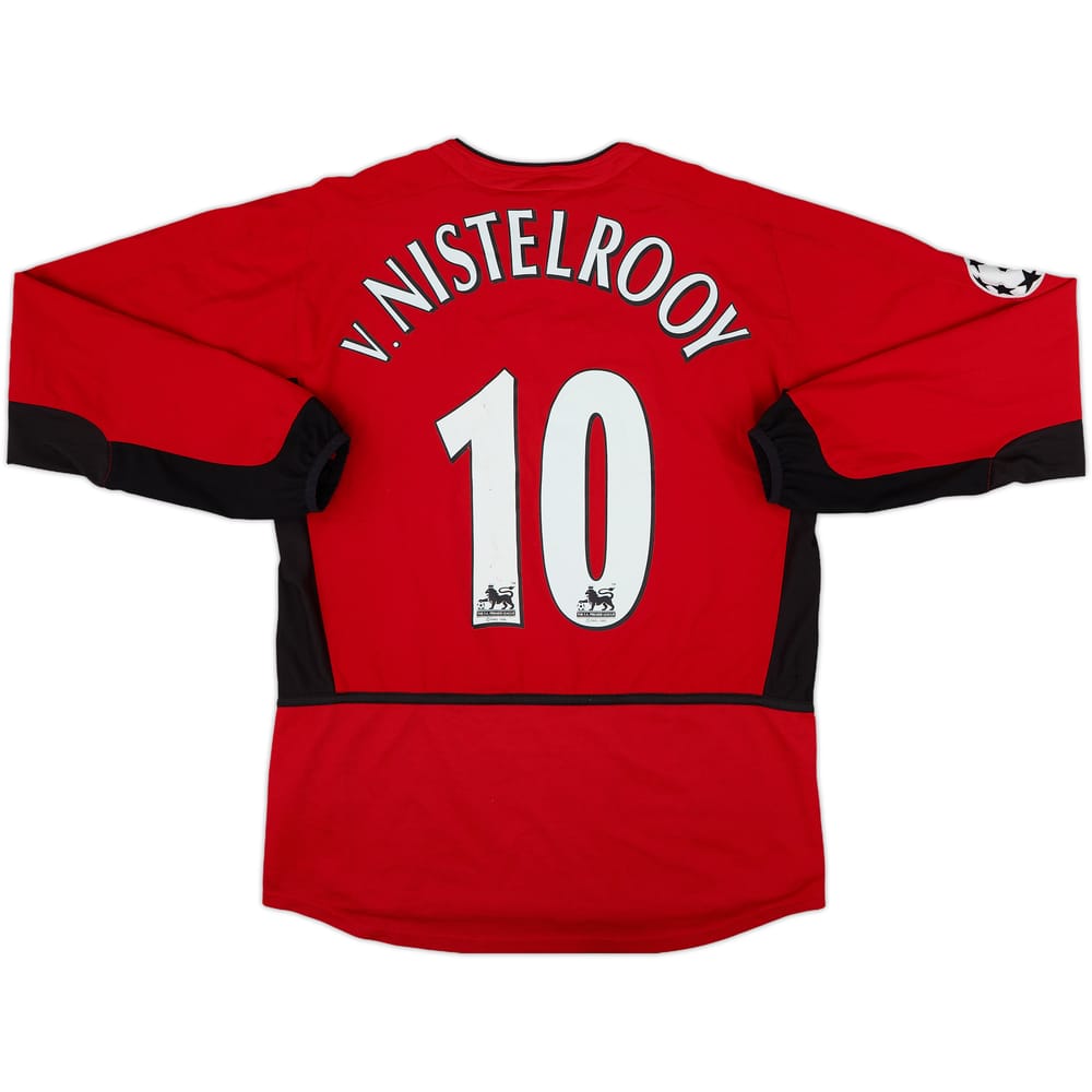 2002-04 Manchester United Home L/S Shirt V.Nistelrooy #10 - 6/10 - (XL.Boys)