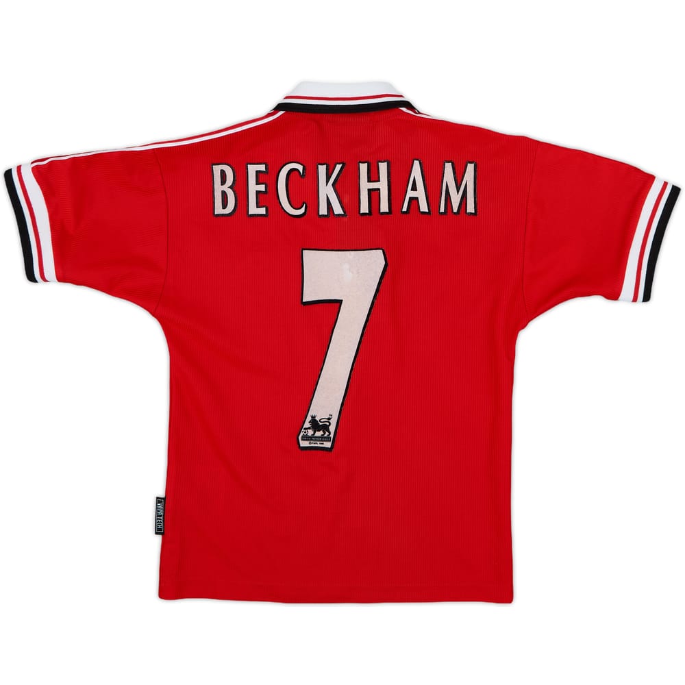 1998-00 Manchester United Home Shirt Beckham #7 - 7/10 - (M.Boys)