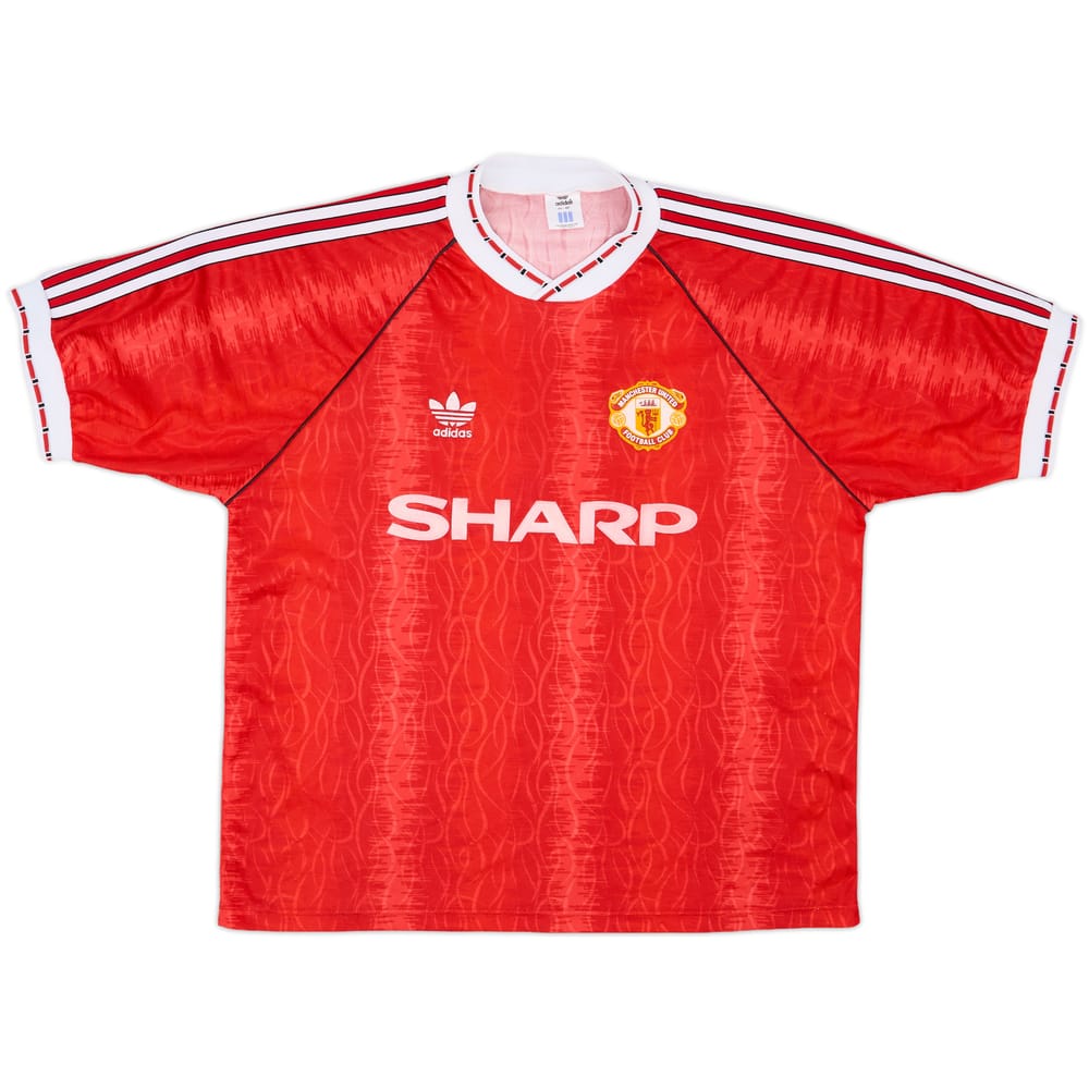 1990-92 Manchester United Home Shirt - 8/10 - (L/XL)