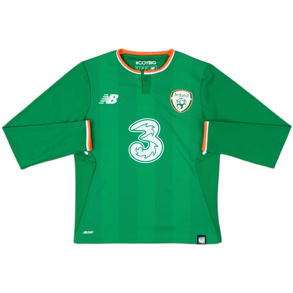 2017-18 Ireland Home L/S Shirt - 9/10 - (S.Boys)